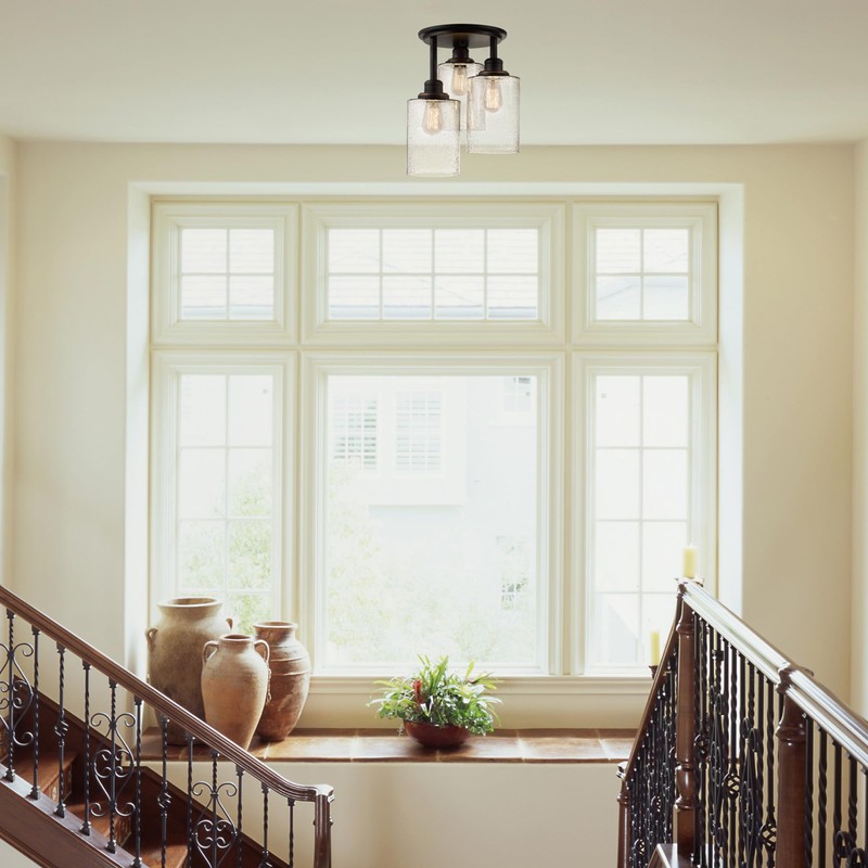 GLOBE Electric 65904 3-Light Bronze Semi-Flush Mount Ceiling Light Fixture