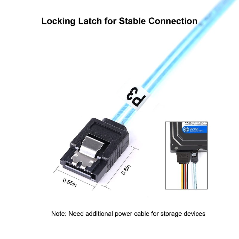 ADCAUDX SATA-III Cable:24 Inches,3 Pack SATA 6Gbps Cables Flexible SATA
