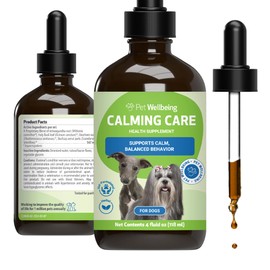 Pet Wellbeing Calming Care for Dogs - Veterinarian-Formulated - Calm Support, Relaxed Nervous System, Emotional Balance, Adaptogens, Ashwagandha, Holy Basil - Herbal Supplement 4 oz (118 ml)