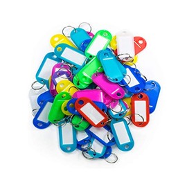 KIPPEN 1200A Pack of 50 Plastic Key Tags with Ring and Label, Assorted