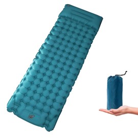 Afurkuot Blue Self Inflating Sleeping Pad for Camping, Single Sleeping Mattress Built-in Foot Pump, Inflatable Air Mattress with Pillow Camping Air Mattress Sleeping Pad for Camping Hiking Panic
