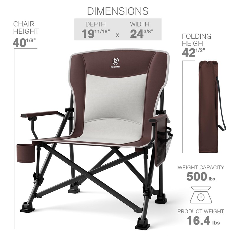EVER ADVANCED Oversized Folding Camping Chair, for Adults Heavy Duty