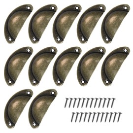 ciciment Vintage Shell Drawer Handles - 12 PCS Cupboard Pull Handles with Screws for Dresser Furniture Kitchen Cupboard Cabinet