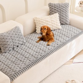 Mivnue Pet Couch Cover, Couch Covers for Dogs, Washable Dog Sofa Covers Couch Protector, Fuzzy Non Slip Couch Slipcover Pet Friendly (Silver, 27.6" x 70.9")