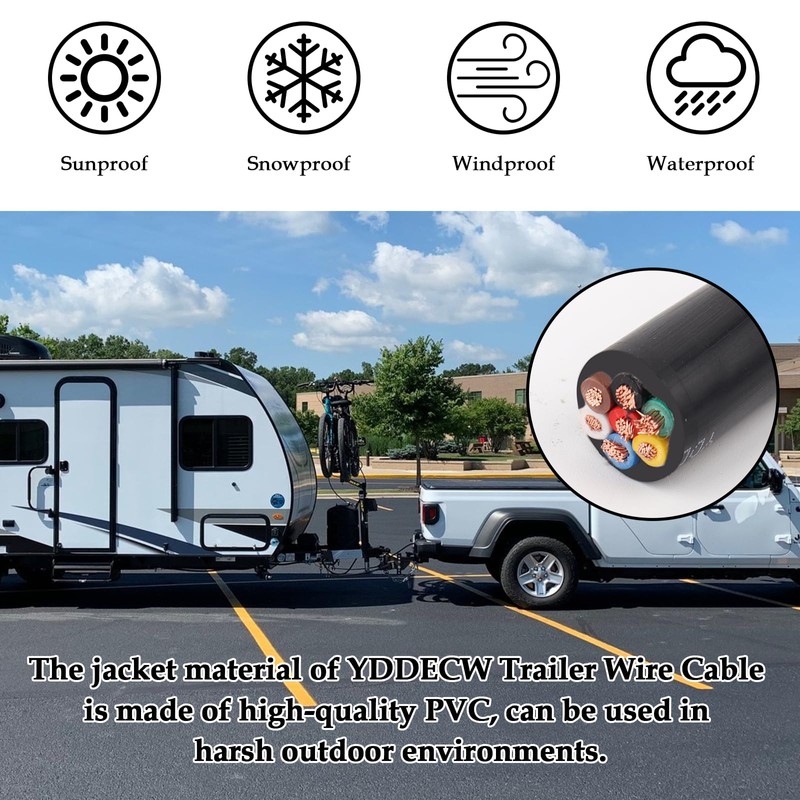 YDDECW 7 Way Trailer Wire - 14/7 Heavy Duty 10FT