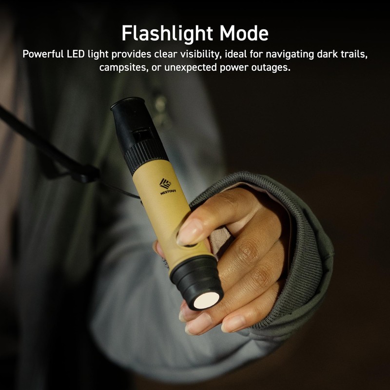 NESTOUT 3-in-1 Flashlight, Lantern & Whistle, IP44 Water-Resistant, Dust-Resistant, AAA