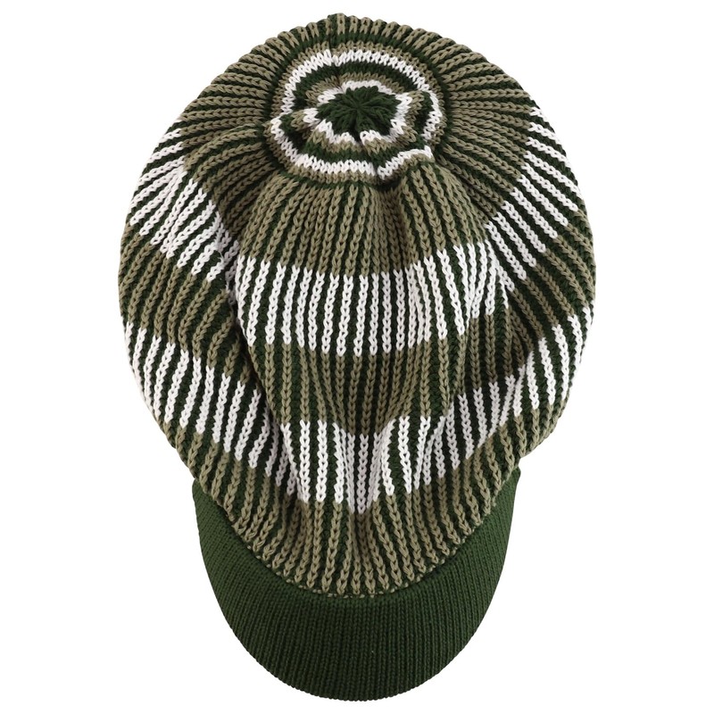 Armycrew Striped Dreadlock Deep Shell Knitted Cotton Beanie Visor Cap