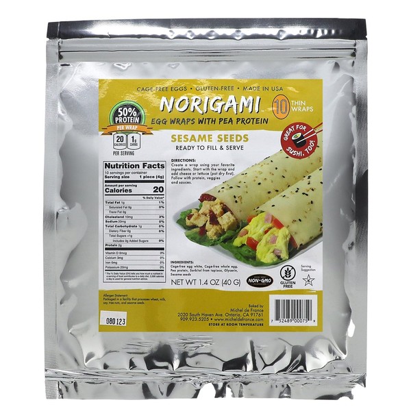 Norigami Egg Wraps with Pea Protein – Sesame Seeds. High