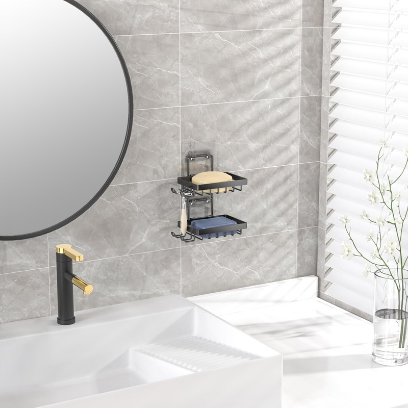 Moforoco Double Soap Bar Holder for Shower, No Drilling, 304