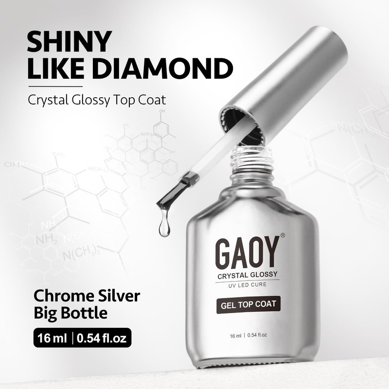 GAOY Crystal Glossy Gel Top and Base Coat Set, 16ml