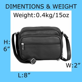 Cowhide Leather Women's Shoulder Purse Small Cross Body Organizer Bag with Many Pockets (Black-Accrdn)