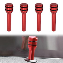 NTNEV 4 PCS Car Door Lock Knobs, 1.93" x 0.47" Aluminum Alloy Inner Door Lock Pull Pins, Safety Door Lock Pin Decorative Replacement Accessory, Suitable for Most Cars, SUVs, Trucks, Vans (Red)