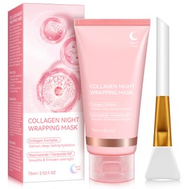 Collagen Night Wrapping Mask, Deep Moisturising and Moisturising, Organic Collagen Boosting Mask for Night Care, Shinyface, Collagen Mask for Radiant Skin, Mask Face Free Brush