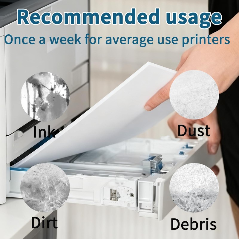 Printer Cleaning Sheets 18-Pack, 8.5 x 11" Removed Ink, Dust,