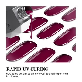 MelodySusie Semi Cured Gel Nail Strips, Wine Red - Works with Any Nail Lamps, Salon-Quality, Long Lasting, Easy to Apply - Includes 30Pcs, 2 Prep Pads, Nail File & Wooden Stick