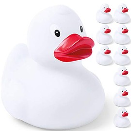 eBuyGB Rubber Duck Floating Bath Time Toy for Children, White, Pack of 16