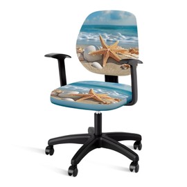 Tongluoye Beach Office Chair Covers Stretchable Office Chair Seat Cover 2 Piece Washable Gaming Chair Cover Universal Fit Most Wheelchairs,Computer Chairs,Gaming Chairs