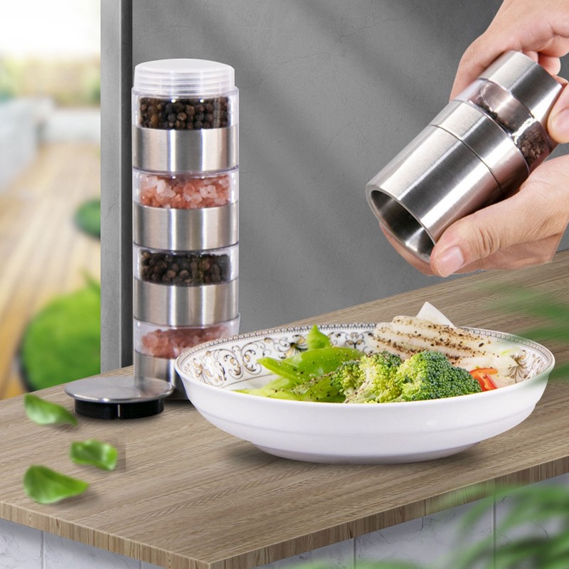 Manual Pepper Grinder Stainless Steel Multifunctional Compact Adjustable Spice Grinder