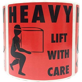 Heavy Lift with Care 4 x 4 Inch Labels 500 Total Stickers on a Roll