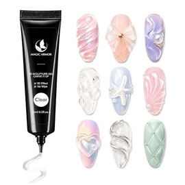 MAGIC ARMOR 3D Gel Nail Art 15 g Sculpture Nail Gel, Builder Gel, Clear Multifunctional Rhinestone Glue for 3D Nail Art Nail Carving 3D Nail Sculpting DIY Nail Design Sculpting Nail Modelling Home