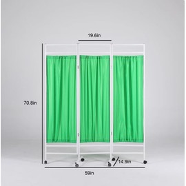 Portable Medical Privacy Screen - 3-Panel Room Divider w/Heavy-Duty Steel Frame, Folding Partition for Hospital Clinic Office (Green, 3 Panels)