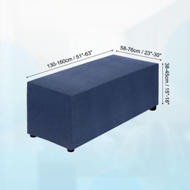 sourcing map Stretch Ottoman Cover Rectangular Oversized Square Ottoman Slipcover with Elastic for Foot Stool Living Room Bedroom Fit Length 130-160cm / 51"-63", X-Large, Navy