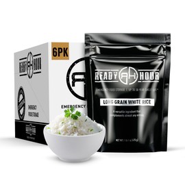 Ready Hour Long Grain White Rice Case Pack – 60 Servings (6 Pouches) – Non-Perishable Rice, Long Shelf Life, Emergency Food Supply, Bulk Storage, Survival Essentials, Instant Rice