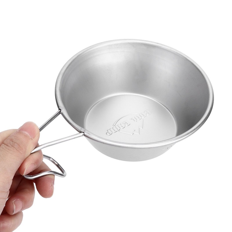 Camping Cup Backpacking Bowl Cup Stainless Steel with Hook Shape