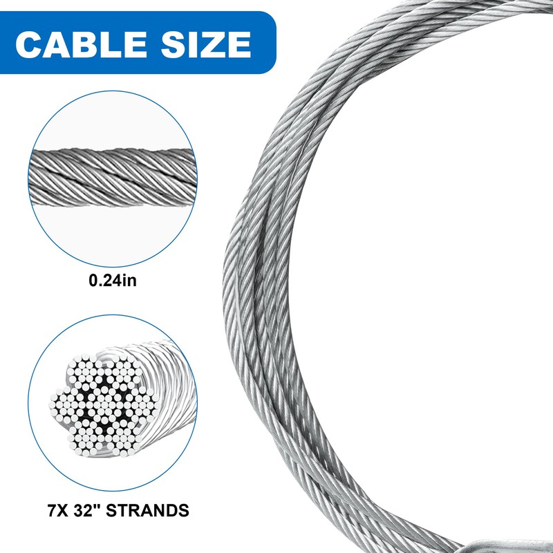 Universal Set 7/32" Replacement Lift Cable Kit (Not for Mini)