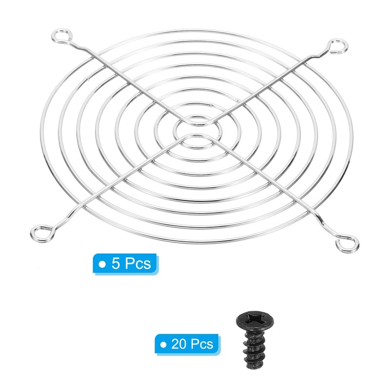 PATIKIL 120mm Fan Grill with Screws, 5Pack Chrome Plated Iron