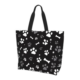 BIFMVOG Women's Zipper Large Beach Tote, Cute Dog Design, Reusable for Travel, Work, Shopping