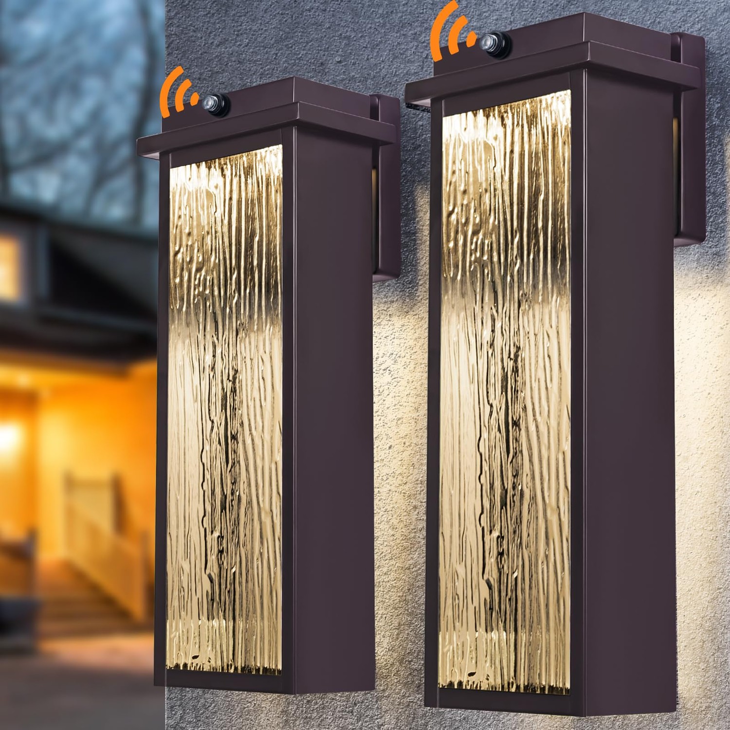 Oil Rubbed Bronze LED Dusk to Dawn Outdoor Lighting 2 Packs, 16