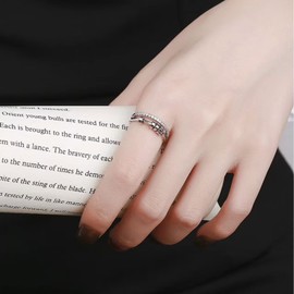Sterling Silver Anxiety Ring For Daughter With Inspirational Card,S925 Adjustable Fidget Rings For Anxiety Women Cubic Zirconia Spinner Ring For Stress Relief With Jewelry Box Bague Anxiete Femme