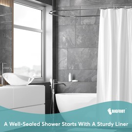 BigFoot Shower Curtain Liner – 72 x 72 PEVA Light Weight Shower Curtain with 12 Rustproof Metal Grommet and 3 Magnetic Weights – Odor Free and Compatible with Standard Showers, Clear