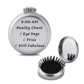 Ancnoz Funny Inspirational Hair Brush Gifts for Women Girl Folding Portable Compact Makeup Mirror Comb for Friend Student Coworkers Fabulous Birthday Christmas Graduation Gifts