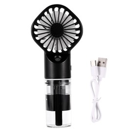 Portable Handheld Misting Fan, ABS 4 Adjustable Wind Speeds Rechargeable Fan with Water Spray Misting Practical Cooling Tool for Travel Hiking Camping Home Office (Black)