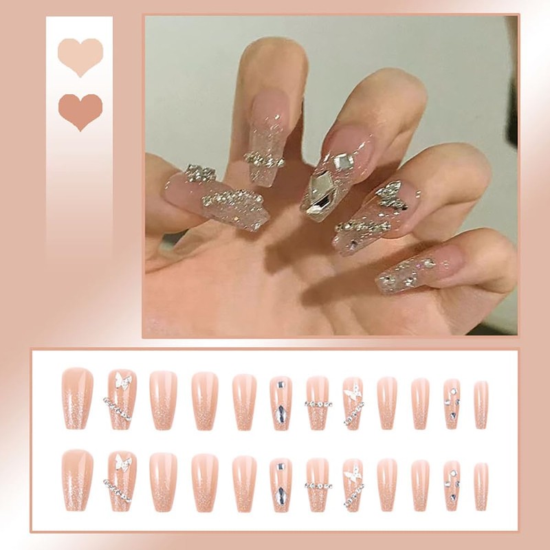 Nail Tip, Long Nail Tip, 24 Pieces, Spring, Summer, Handmade