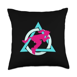 Therian quadrobics sign with jumping girl logo Therianthropy Throw Pillow