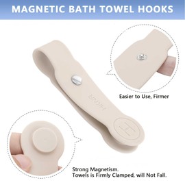 HKNR 2 Pcs Strong Magnetic Towel Clips for Kitchen, Waterproof Silicone Towel Holder, Multi-Purpose Towel Holder for Bathroom, Kitchen, Outdoor Use (Beige)