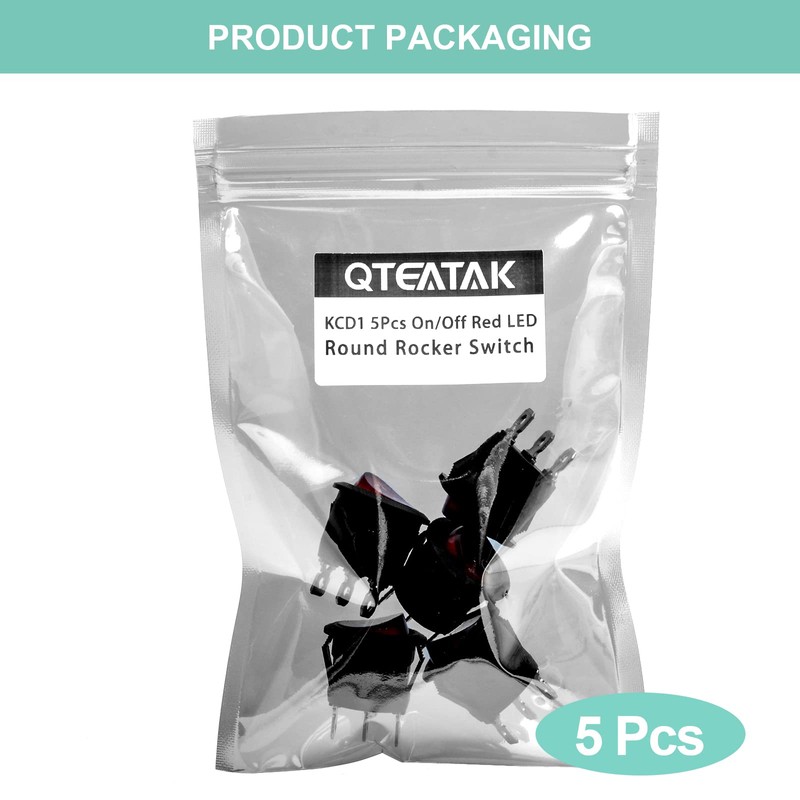 QTEATAK KCD1 On/Off 3-Pin 2-Position Snap 10A/125V, 6A/250V Red LED