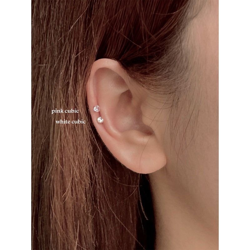 14k 3mm cubic internal lablet piercing 0.8mm earring thickness each