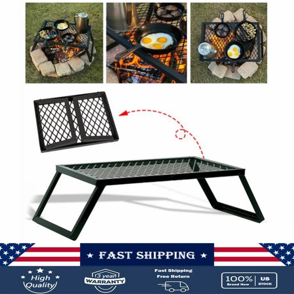 OUKANING Folding Campfire Grill Fire Pit Cooking Grate Bbq Rack