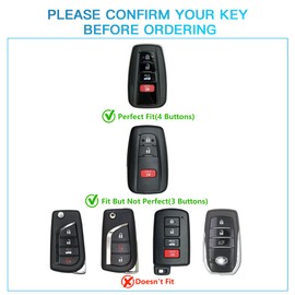 1797 Key Fob Cover for Toyota Camry RAV4 Corolla Highlander C-HR Avalon Prius Accessories Car Smart Remote Key Case Shell Protector 4 Button White Silver TPU