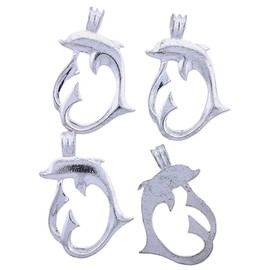 SIX DOLPHIN PEWTER SILVERPLATED FOCAL PENDANT cf680