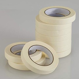 Lichamp Cinta de Enmascarar 10 Unidades de Propósito General Color Beige Blanco, 0.75 pulgadas x 55 Yardas x 10 Rollos (550 Yardas Totales), para Pint