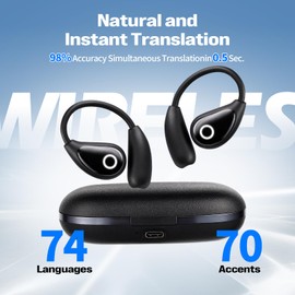 Language Translation Earbuds, 3-in-1 Translator Earbuds & 144 Languages & Accents, Translator Device Translation Earbuds Real Time fit iOS & Android for Travel Business &Learning, M96-Black