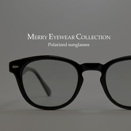 MERRY PLEASURE Men's Women's Date Glasses, Wellington, Boston, Bosrington, Color Lenses, Light Color, Asian Fit, Black x Lt.SMOKE (Polarized Lenses)