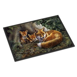 Caroline's Treasures BDBA0283MAT A Family of Foxes at Home Door Mat, Indoor Rug or Outdoor Welcome Mat 18x27 Doormat, 18H X 27W, Multicolor