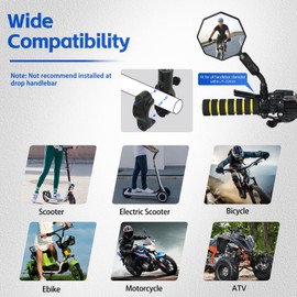 SHEJISI Bike Mirror, 2 pcs Bike Mirror Handlebar Mount,Aluminum Alloy,HD 360° Adjusted Bike Rear View Mirror, Anti-impact/explosion/glare, Fits for Mountain Bikes,E-bike, Bicycle,Scooter,Motorcycle