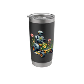Futuristic Gardening Robot Lawn Mower Floral Design Stainless Steel Insulated Tumbler